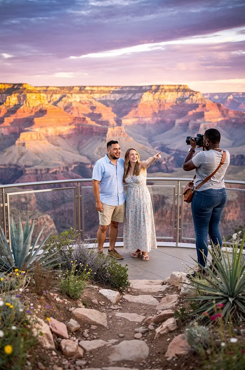 Вход на временную обзорную платформу с кассой и информационными стендами о платных услугах и правилах.